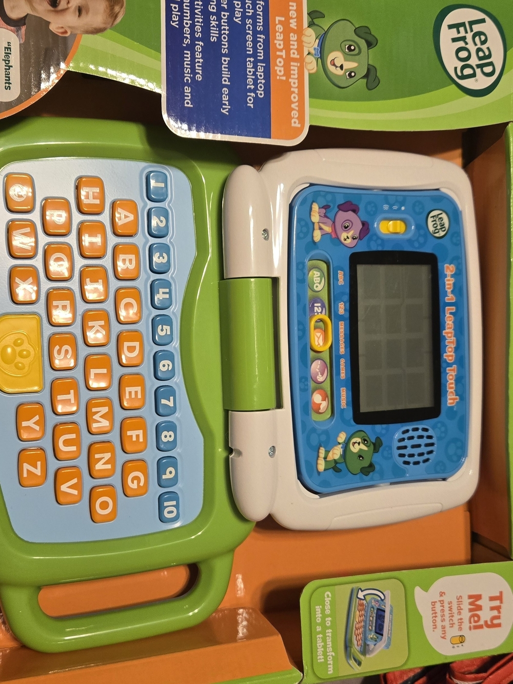 2-in-1 Learning Laptop Toy - Green & Blue
